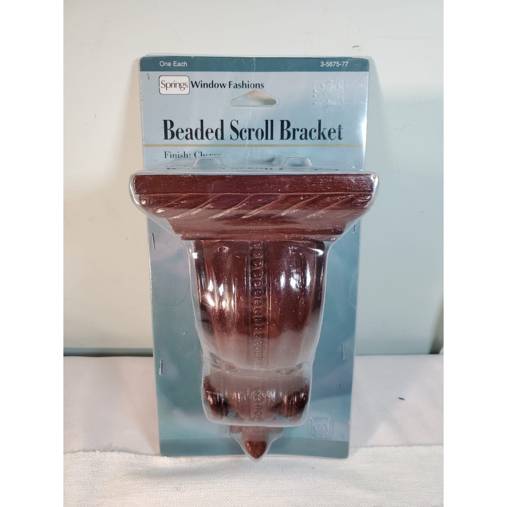 Set Of 4 New Springs Window Fashions Beaded Scroll Bracket in a cherry finish